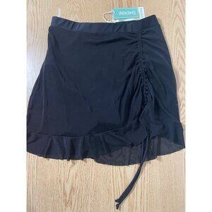 B1 New Women’s Swimsuit Bottoms with Attached Sarong Cover up Black Small/Medium